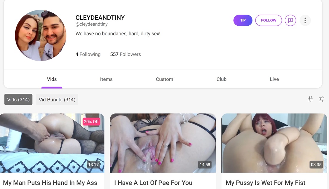 [Manyvids.com] Cleyde and Tiny / Cleyde and Tiny's Fisting and Anal Collection (145 роликов) [2024 r., Fisting, Anal, Pee, 720p, SiteRip]