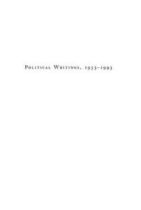 Maurice Blanchot Political Writings, 1958–1993