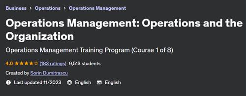 Operations Management Operations and the Organization