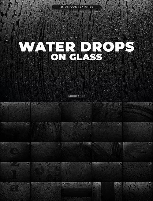 25 Water Drops on Glass Textures - EHTY9M7