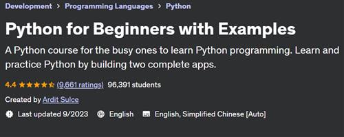 Udemy – Python for Beginners with Examples