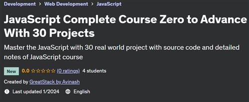 JavaScript Complete Course Zero to Advance With 30 Projects