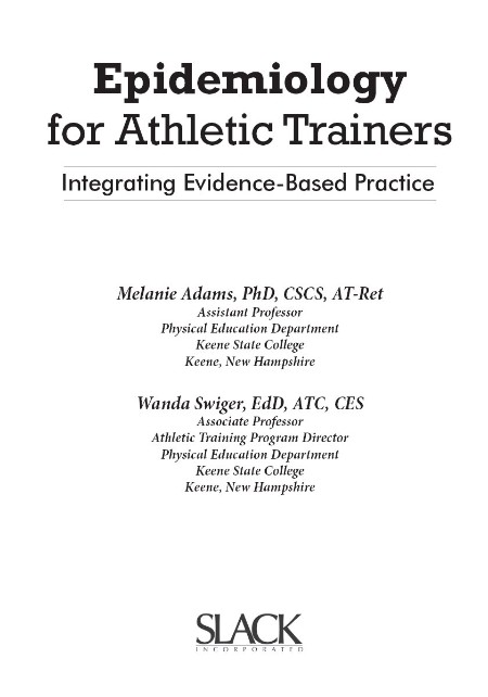 Epidemiology for Athletic Trainers by Melanie Adams