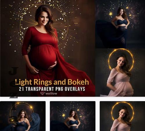 21 Maternity golden halo light ring overlays PNG - 84YM87T