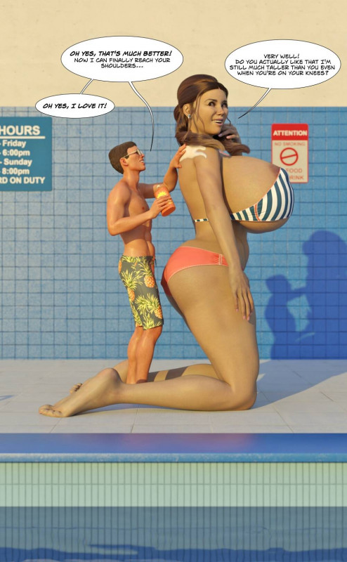 GiantPoser - At the outdoor pool: Sunscreen 3D Porn Comic
