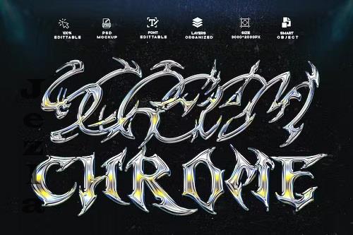 Reflective Chrome Text Effect PSD Photoshop - PWRLE3M