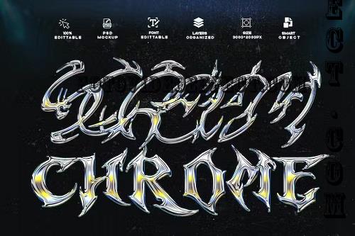 Reflective Chrome Text Effect PSD Photoshop - PWRLE3M