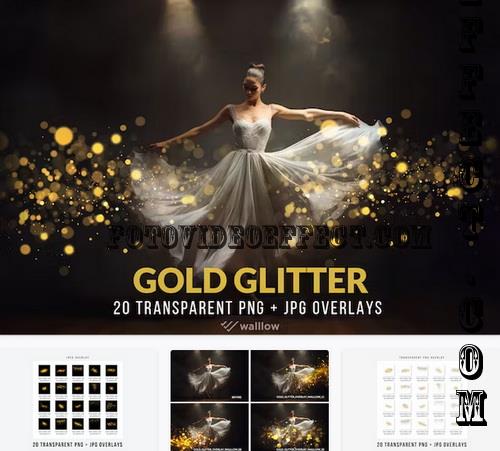 Golden Glitter and sparkle PNG overlays - S63WZWP