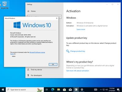 Windows 10 Enterprise 22H2 build 19045.4046 Preactivated Multilingual February 2024 (x64)