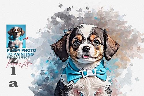 Puppy Photo to Painting Effect - 92063705