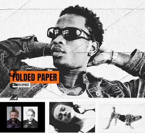 Black & White Folded Paper Photo Effect - U7ZDDXS
