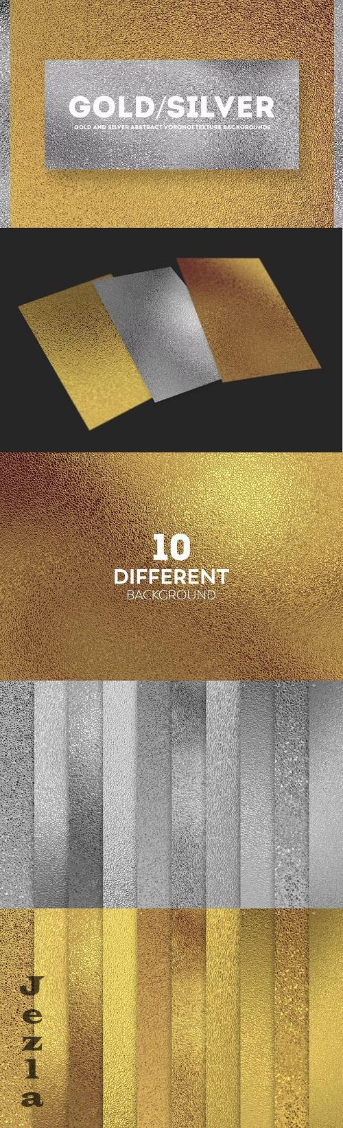 Gold & Silver Abstract Voronoi Texture Backgrounds - RW9T4M6