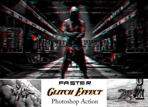 Faster Glitch Effect Ps Action - 92095631