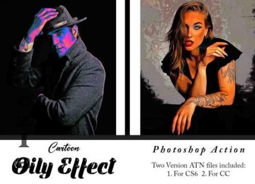 Cartoon Oily Effect Photoshop Action - 92084851