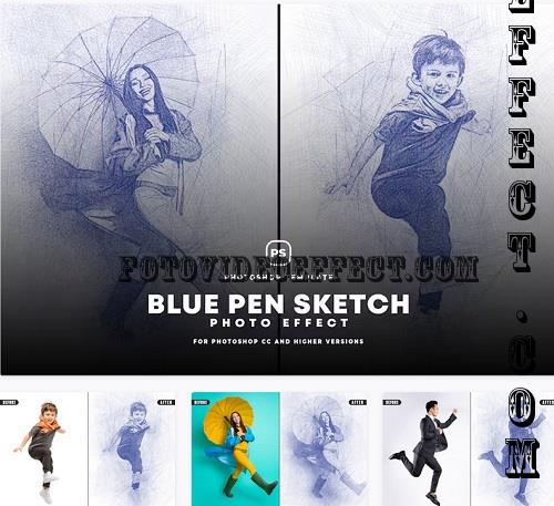 Blue Pen Sketch Effect - KRZVQ8J