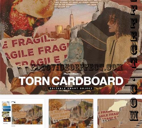 Torn Cardboard Photo Effect Template - 6WG3R8Y