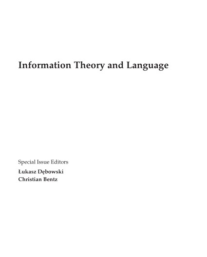 Information Theory and Language (2024)