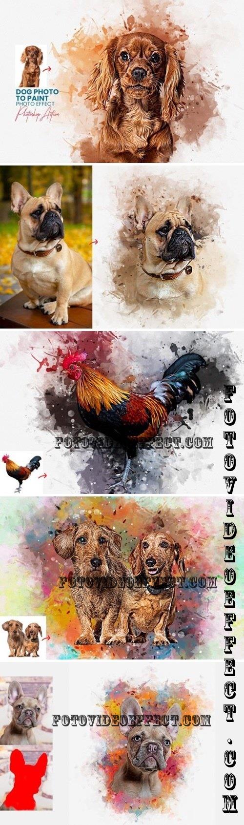 Dog Photo to Paint Photoshop Action - 92193848