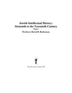 Jewish intellectual history  16th to 20th century