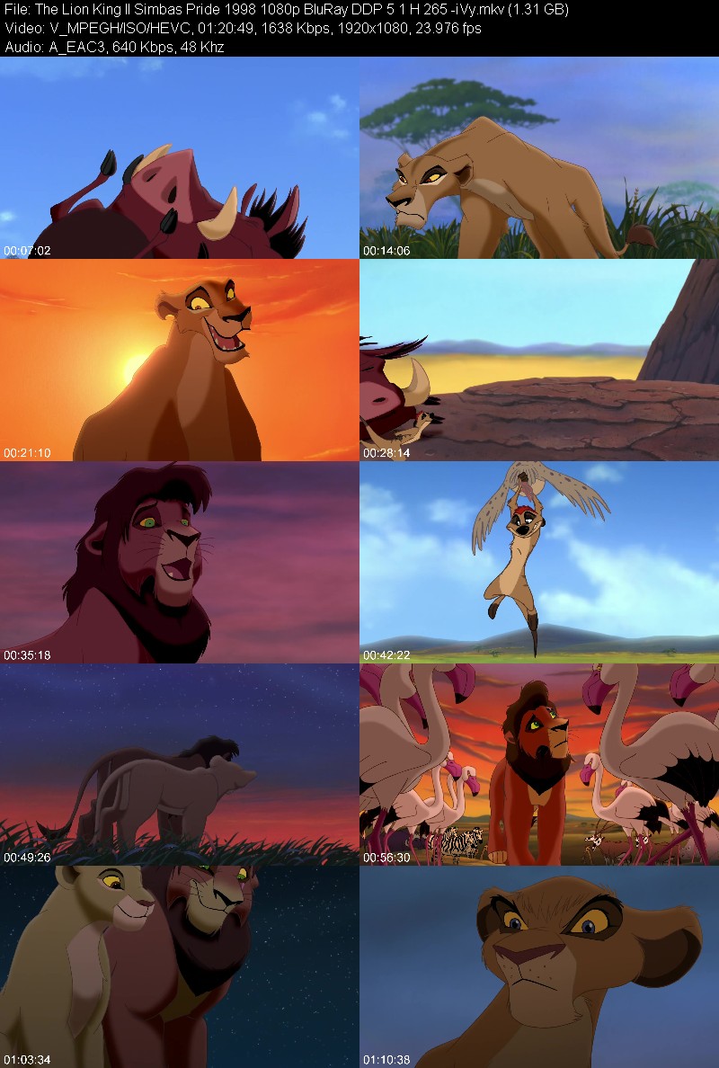 The Lion King II Simbas Pride 1998 1080p BluRay DDP 5 1 H 265 -iVy A75aa74373b2b95726d86746be1c2bf9