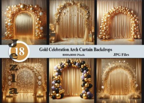 Gold Celebration Arch Curtain Backdrops