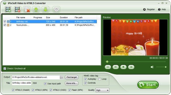 iPixSoft Video to HTML5 Converter 4.1.0 Multilingual