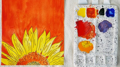 How To Paint Sunflowers 1 - Art Tutorial Watercolor Painting