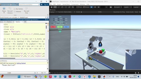 Parol6 Robotic Arm Unity Simulator With Matlab Control