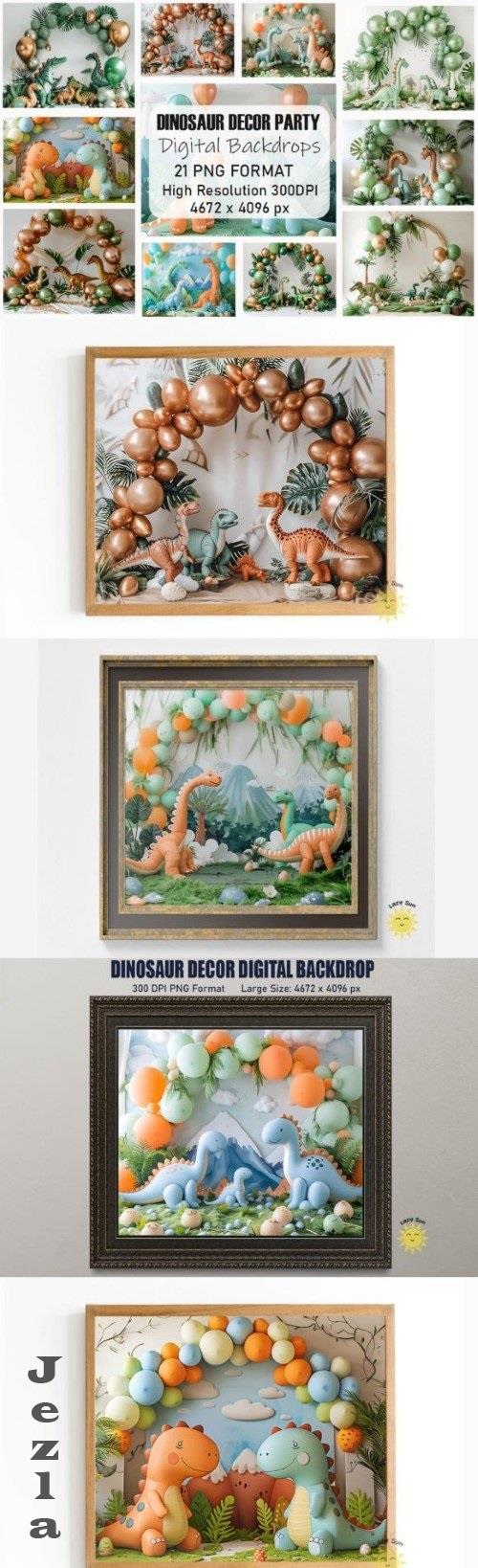Dinosaur Decor Digital Backdrops Bundle