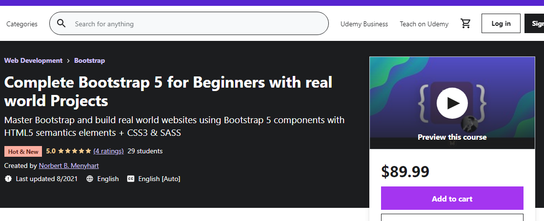 Complete Bootstrap 5 for Beginners with real world Projects (08/2021)
