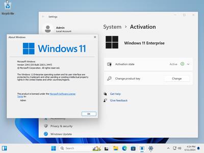 Windows 11 Enterprise 23H2 Build 22631.3447 (No TPM Required) Preactivated Multilingual April 2024