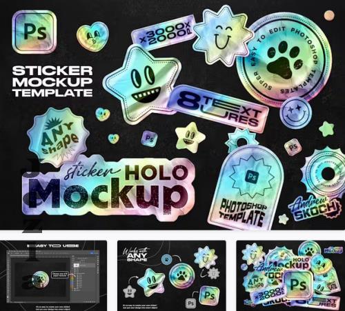 Holographic Sticker Mockup - BM7EK6R
