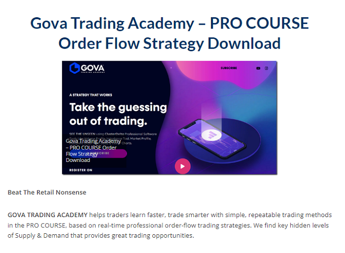 Gova Trading Academy – PRO COURSE Order Flow Strategy Download 2024