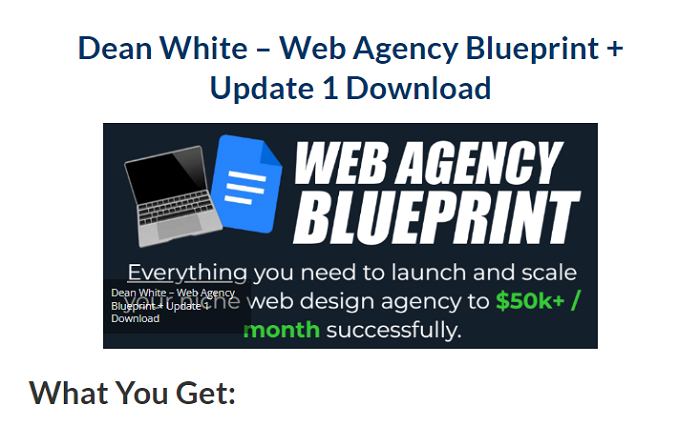 Dean White – Web Agency Blueprint + Update 1 Download 2024