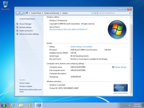 Windows 7 Professional SP1 Multilingual Preactivated April  2024