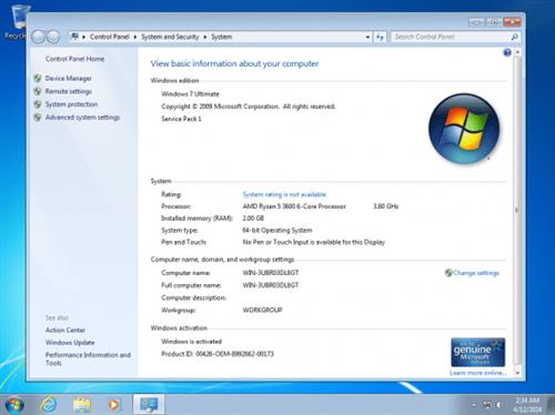 Windows 7 Ultimate SP1 Multilingual Preactivated April  2024