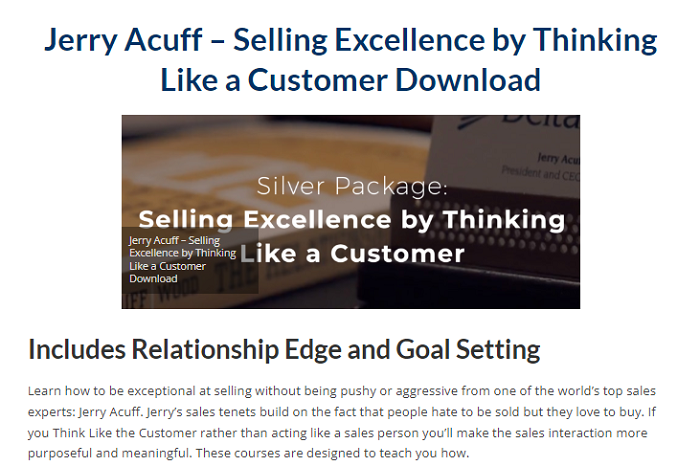 Jerry Acuff – Selling Excellence by Thinking Like a Customer Download 2024