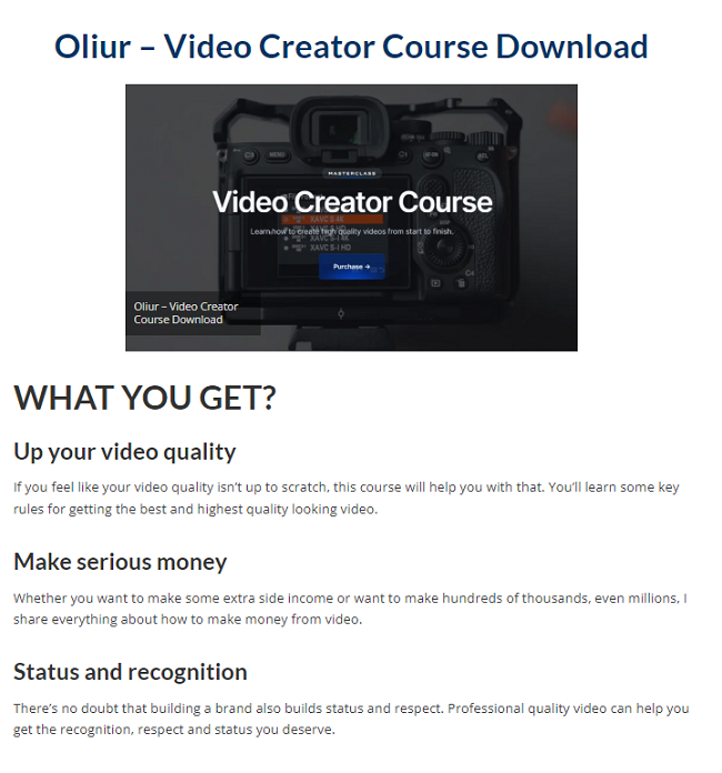 Oliur – Video Creator Course Download 2024