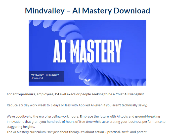 Mindvalley – AI Mastery Download 2024