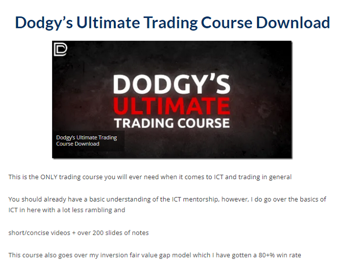 Dodgy's Ultimate Trading Course Download 2024