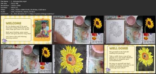 7f4d82f21d5cc36275848a31b1d25adf - Fun And Relaxing - Learn To Paint  Watercolors - Sunflowers#2