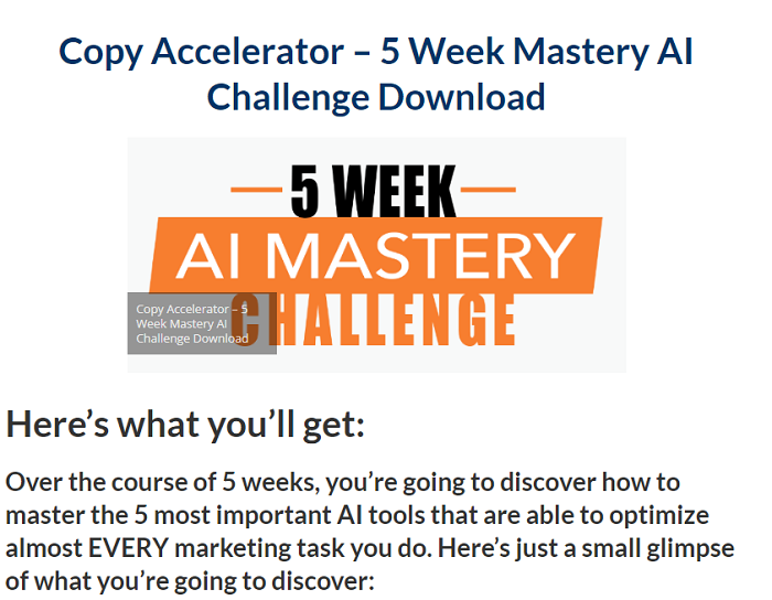 Copy Accelerator – 5 Week Mastery AI Challenge Download 2024