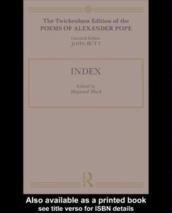 The Twickenham Edition of the Poems of Alexander Pope Index