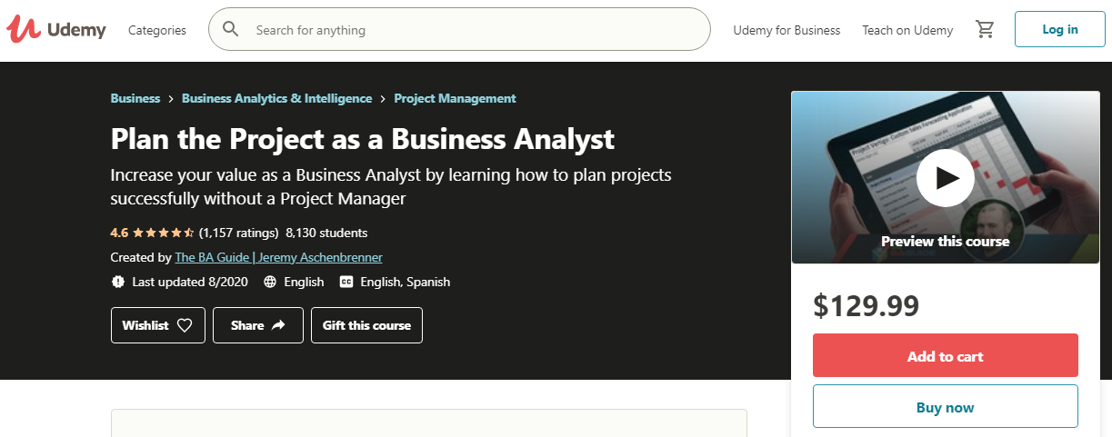 Plan The Project as a Business Analyst