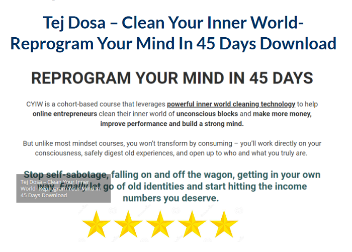 Tej Dosa – Clean Your Inner World- Reprogram Your Mind In 45 Days Download 2024