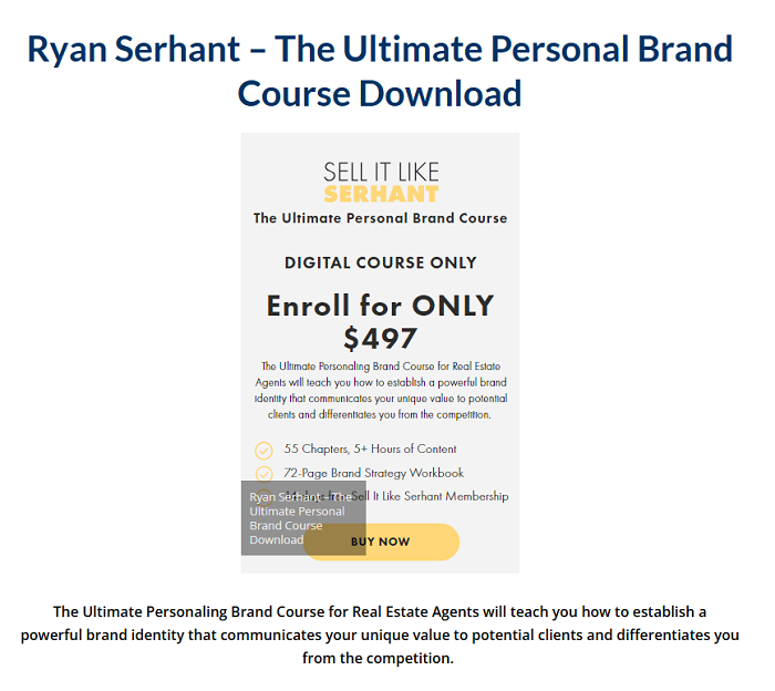 Ryan Serhant – The Ultimate Personal Brand Course Download 2024