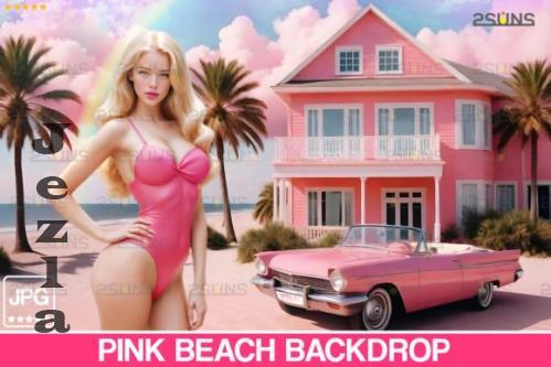 Dream House Backdrop, Pink Beach - 92536512