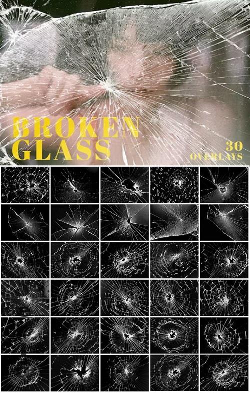 30 Broken Glass Texture Overlays - WGKT8K9