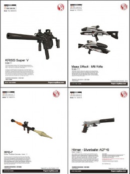: RPG-7, Silverballer ACP 45, M8  Rifle, Kriss Super V (Paper-replika)