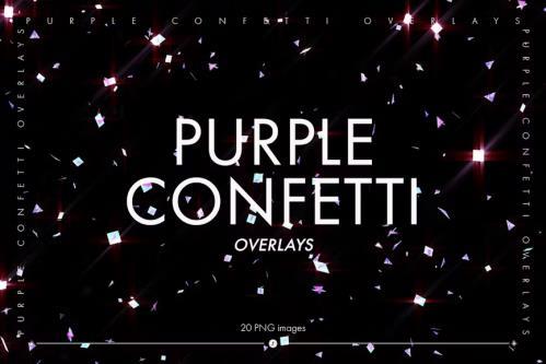 Shiny Purple Confetti Overlays - THEAXVJ